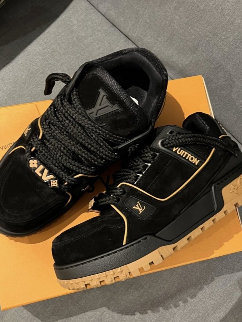 Louis Vuitton LV Trainer Maxi 'Black/Brown' Suede 1ABM30 - Chunky Sole - Made in